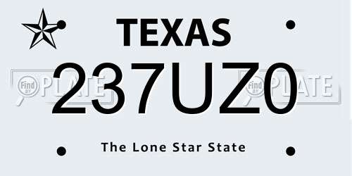 237UZ0 Texas License Plate