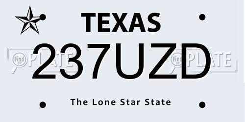 237UZD Texas License Plate