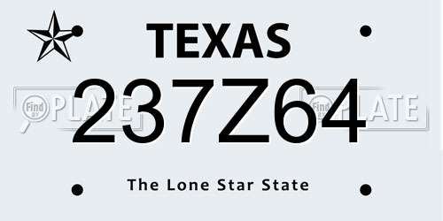 237Z64 Texas License Plate