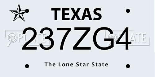 237ZG4 Texas License Plate