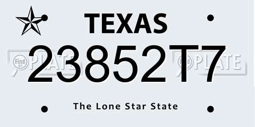 23852T7 Texas License Plate