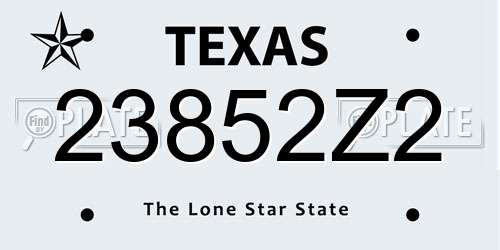 23852Z2 Texas License Plate