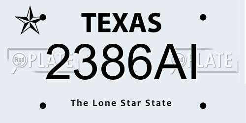 2386AI Texas License Plate