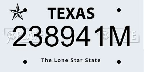 238941M Texas License Plate