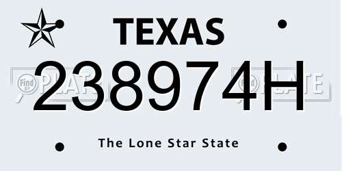 238974H Texas License Plate