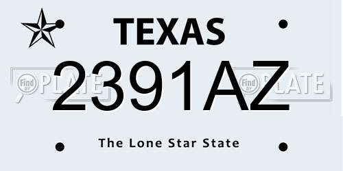 2391AZ Texas License Plate