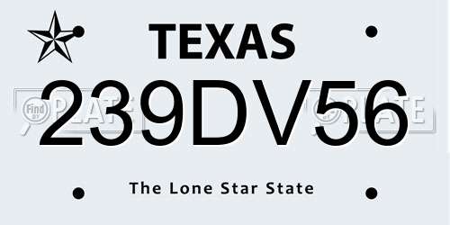 239DV56 Texas License Plate