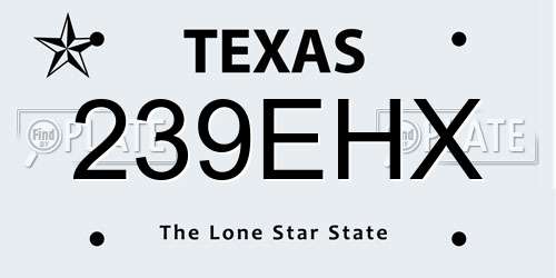 239EHX Texas License Plate