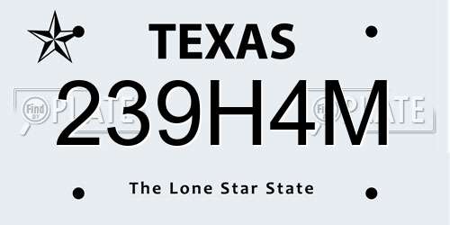 239H4M Texas License Plate