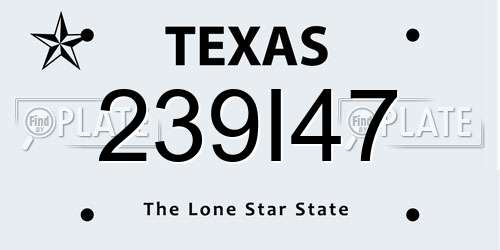 239I47 Texas License Plate