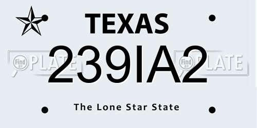 239IA2 Texas License Plate