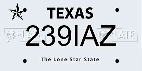 239IAZ Texas License Plate
