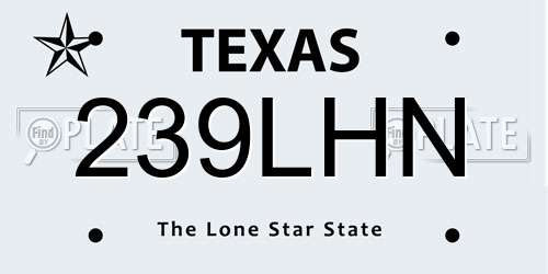 239LHN Texas License Plate