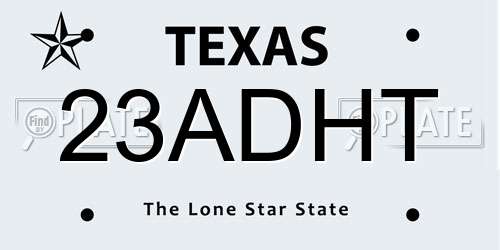 23ADHT Texas License Plate
