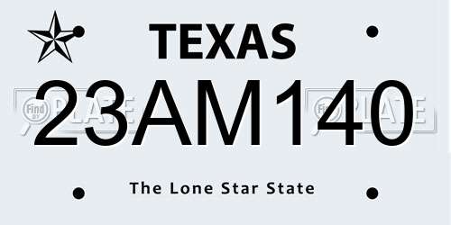 23AM140 Texas License Plate