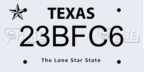 23BFC6 Texas License Plate