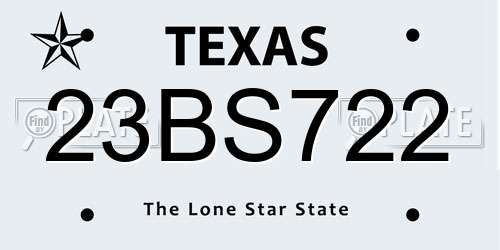 23BS722 Texas License Plate