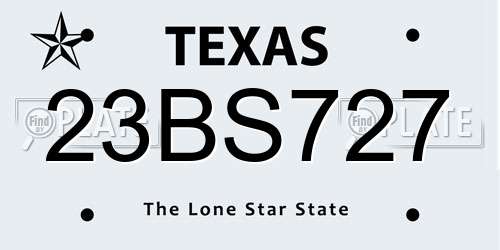 23BS727 Texas License Plate