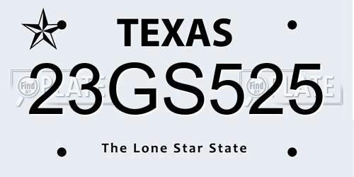 23GS525 Texas License Plate