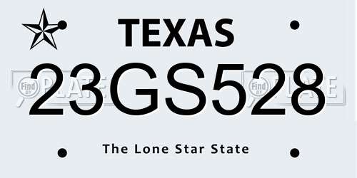 23GS528 Texas License Plate