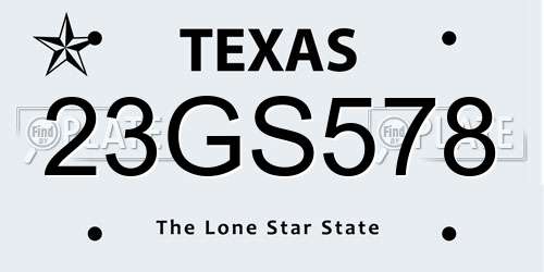 23GS578 Texas License Plate