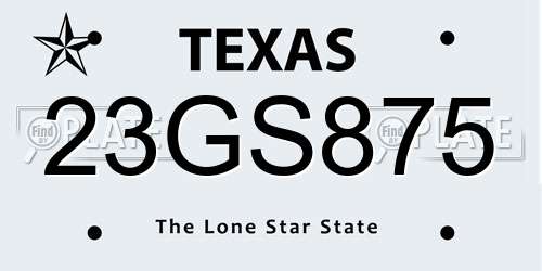 23GS875 Texas License Plate