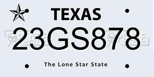 23GS878 Texas License Plate
