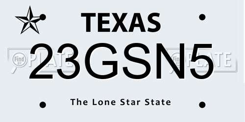 23GSN5 Texas License Plate