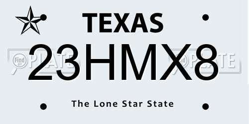23HMX8 Texas License Plate