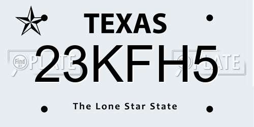 23KFH5 Texas License Plate