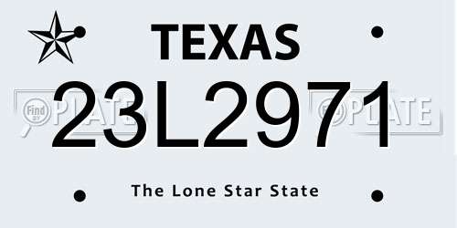 23L2971 Texas License Plate