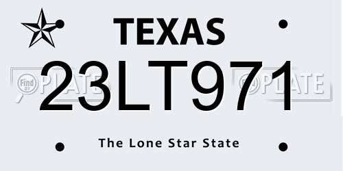 23LT971 Texas License Plate