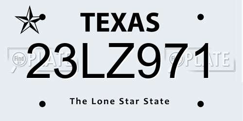 23LZ971 Texas License Plate
