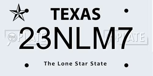 23NLM7 Texas License Plate