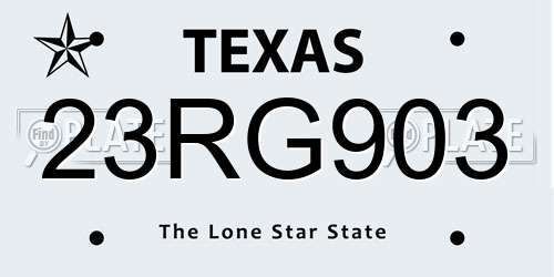 23RG903 Texas License Plate