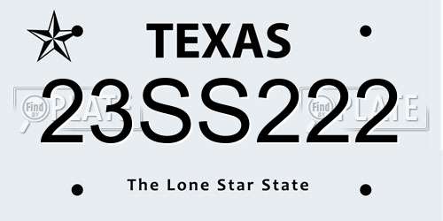 23SS222 Texas License Plate