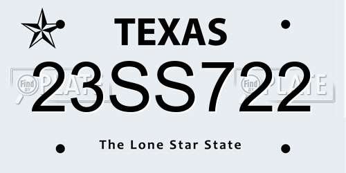 23SS722 Texas License Plate