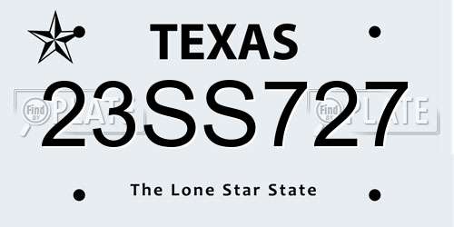23SS727 Texas License Plate