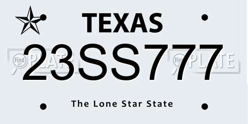 23SS777 Texas License Plate