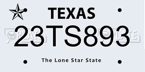 23TS893 Texas License Plate