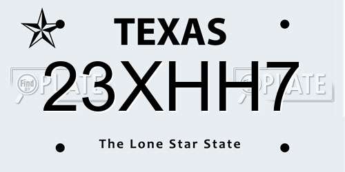 23XHH7 Texas License Plate