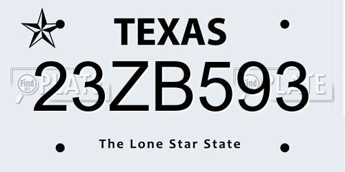 23ZB593 Texas License Plate