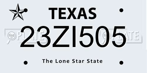 23ZI505 Texas License Plate