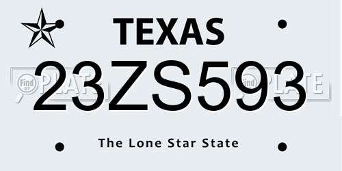 23ZS593 Texas License Plate