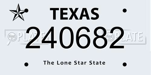 240682 Texas License Plate