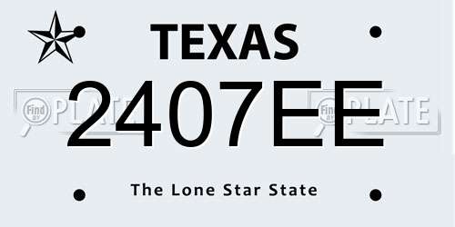 2407EE Texas License Plate