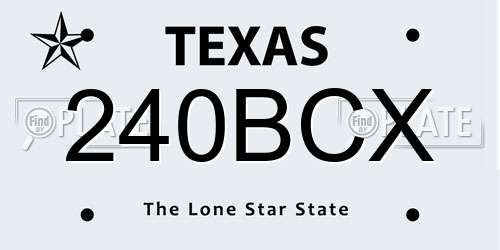240BCX Texas License Plate
