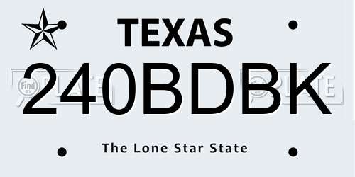 240BDBK Texas License Plate