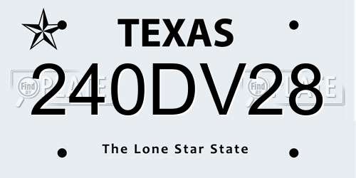 240DV28 Texas License Plate