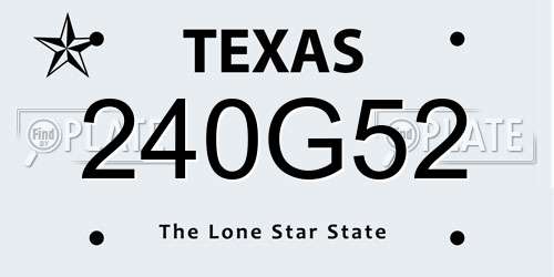 240G52 Texas License Plate